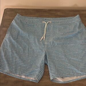 johnnie-O Blue Patterned Men's Swim Shorts